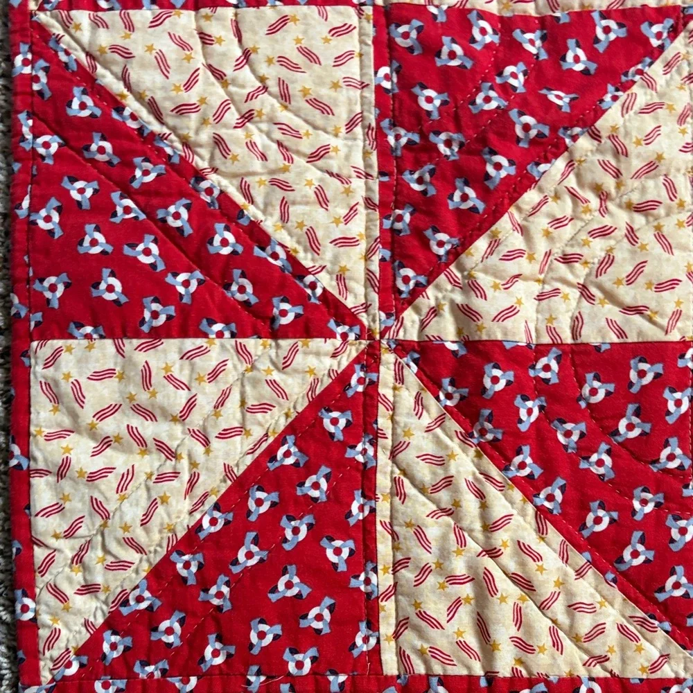 Red and Cream Patchwork Quilt